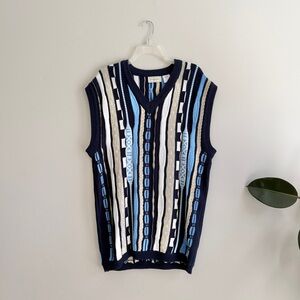 Men's Vintage 90's Delf Textured Sweater Vest Coogi Style 3D Knit L